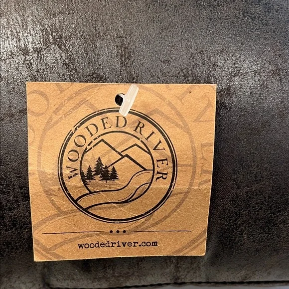 Wooded River Brown Leather Decorative Pillow- 12” x 18” - Picture 2 of 5